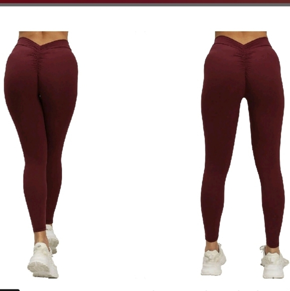Burgundy Scrunch Butt Leggings - Picture 3 of 9